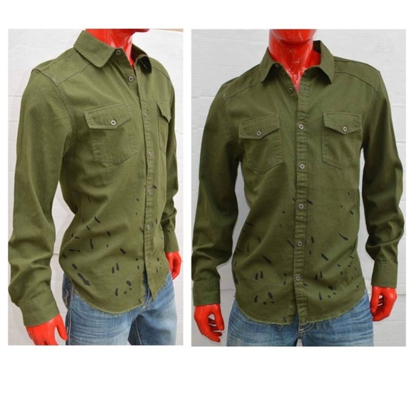 New G by GUESS Men's Sweater Shirt -Army Green - Picture 3 of 8